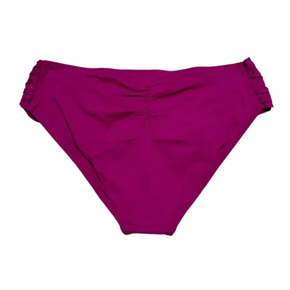 Becca Etc Women Plus Size 3X (22/24) Pink Ruched Hipster Bikini Swim Bottom - Picture 2 of 4
